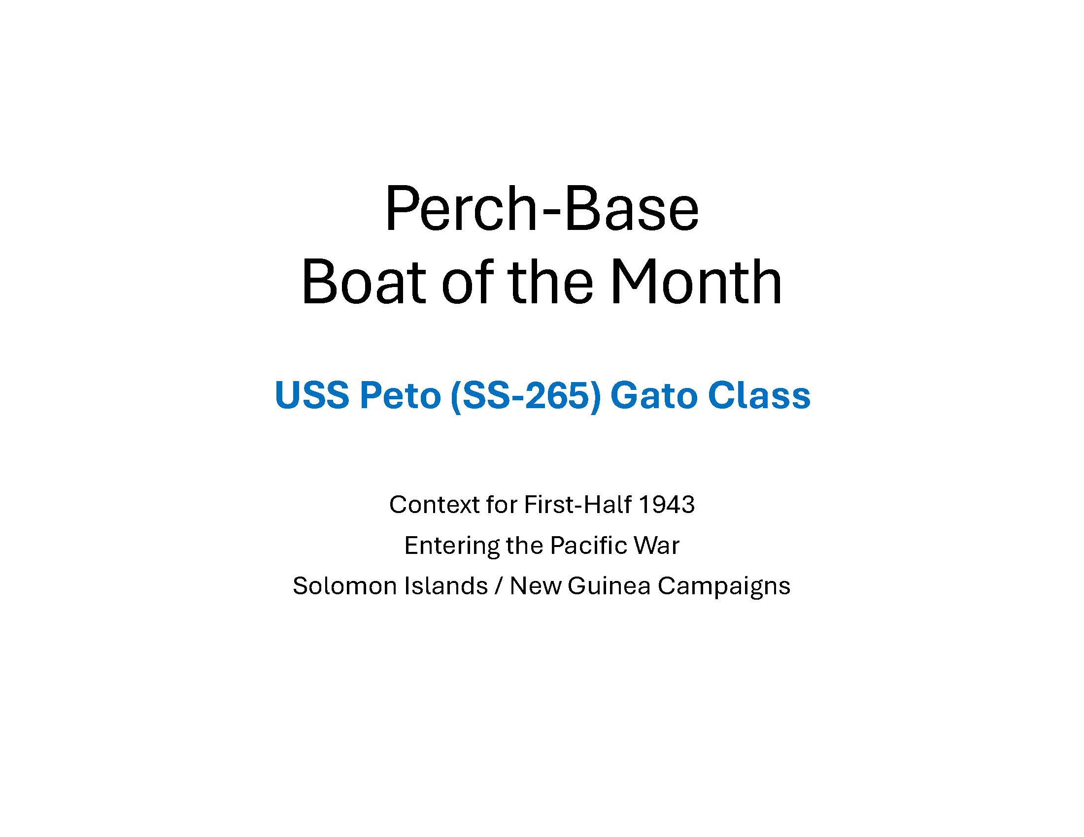 July 2026 Boat of the Month, USS Peto