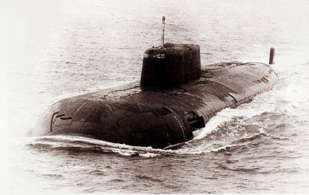 Oscar-class submarine on the surface.